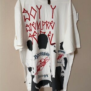 VTG Y2K Rocawear Patched Graphic Tee XL – White Spanish Script Streetwear